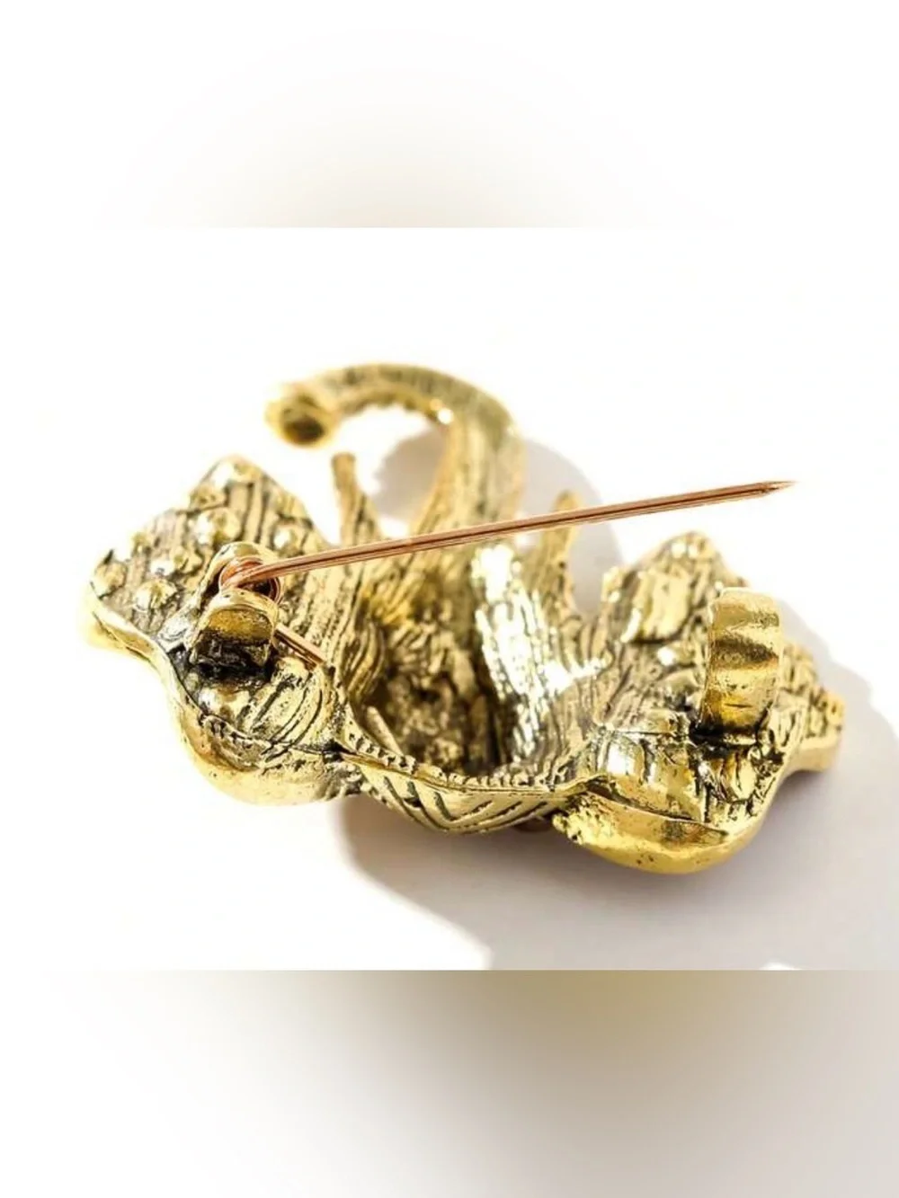 Vintage Gold-Tone Crystal Elephant Brooch Pin